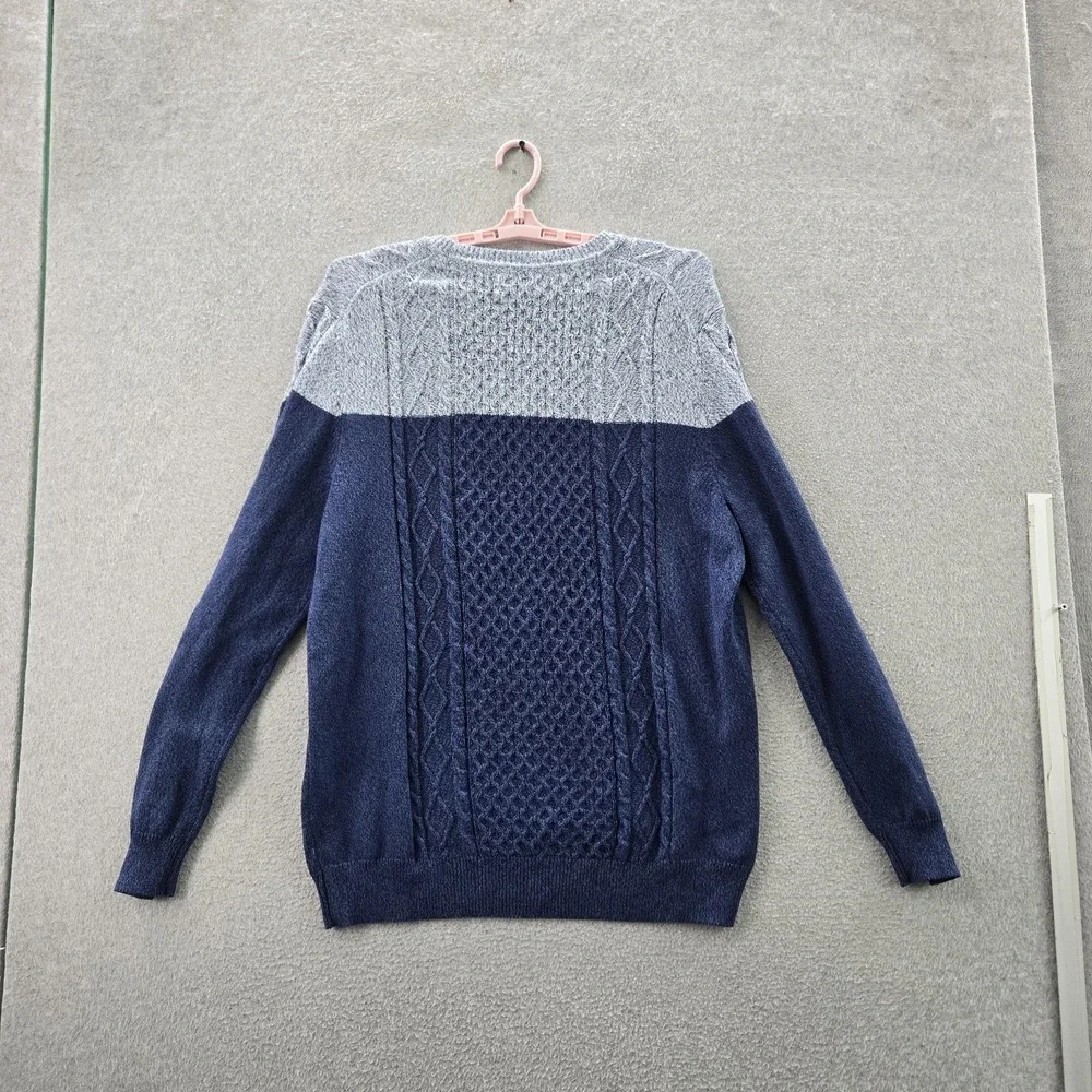 Club Room Men‎ Sweatshirt XL Blue Colorblock Cable Knit Long Sleeve NWT